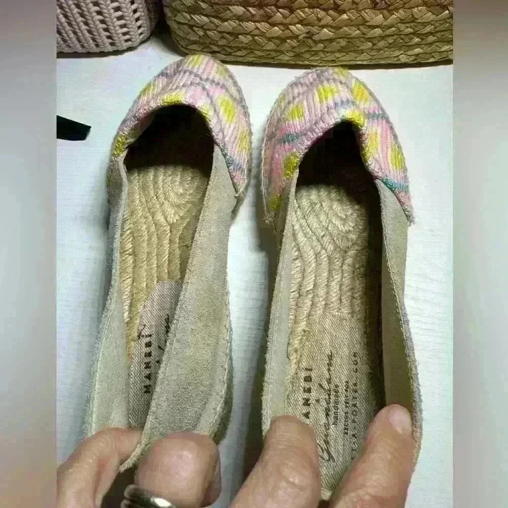 Manebi x Guanabana Neon Woven Geometric Platform Espadrilles Size 10